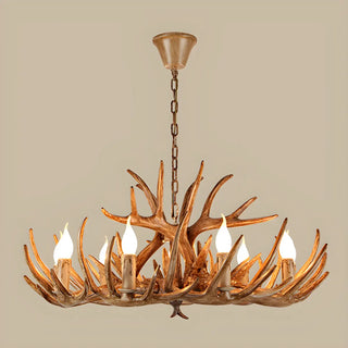 ZOWALA - Brown Antler 2-Tier Resin Candle Chandelier Image - 3