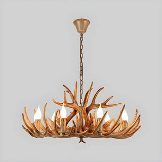 ZOWALA - Brown Antler 2-Tier Resin Candle Chandelier Image - 7