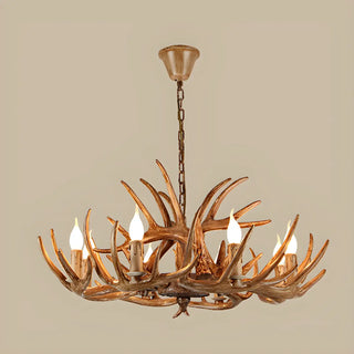 ZOWALA - Brown Antler 2-Tier Resin Candle Chandelier Image - 8