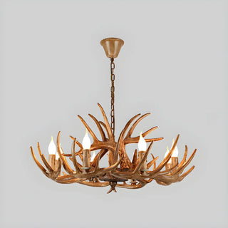 ZOWALA - Brown Antler 2-Tier Resin Candle Chandelier Image - 9