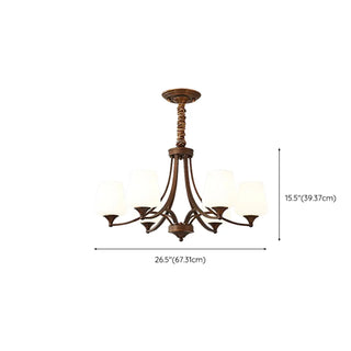 White Wine Glass Brown Branch Living Room Chandelier Image - 11