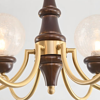 ZOWALA - Globe Curve Arm Wood Brown Glass Classic Chandelier Image - 10