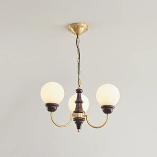 ZOWALA - Globe Curve Arm Wood Brown Glass Classic Chandelier Image - 11