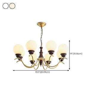 ZOWALA - Globe Curve Arm Wood Brown Glass Classic Chandelier #size