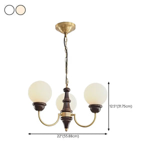 ZOWALA - Globe Curve Arm Wood Brown Glass Classic Chandelier Image - 18