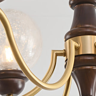 ZOWALA - Globe Curve Arm Wood Brown Glass Classic Chandelier Image - 14