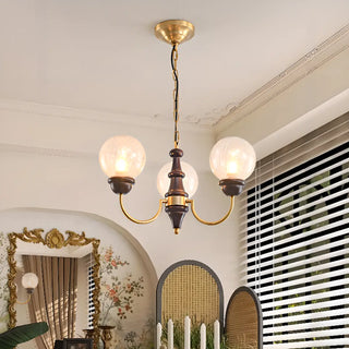 ZOWALA - Globe Curve Arm Wood Brown Glass Classic Chandelier Image - 3