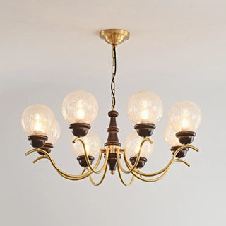 ZOWALA - Globe Curve Arm Wood Brown Glass Classic Chandelier Image - 5