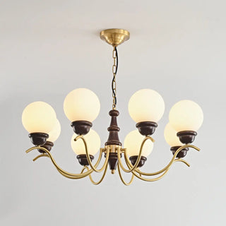 ZOWALA - Globe Curve Arm Wood Brown Glass Classic Chandelier Image - 6