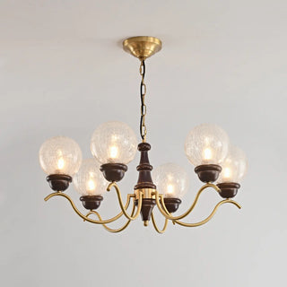 ZOWALA - Globe Curve Arm Wood Brown Glass Classic Chandelier Image - 7