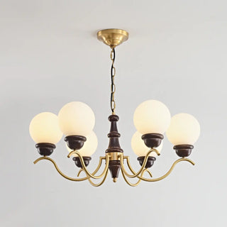 ZOWALA - Globe Curve Arm Wood Brown Glass Classic Chandelier Image - 8