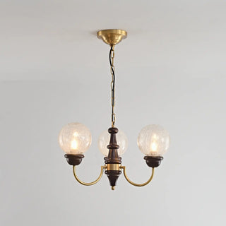 ZOWALA - Globe Curve Arm Wood Brown Glass Classic Chandelier Image - 9