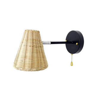 Coastal Cone Rattan Bedroom Brown Mini Wall Sconce Zawala Image - 8