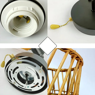 Coastal Birdcage Rattan Living Room Brown Small Wall Sconce Zawala Image - 9
