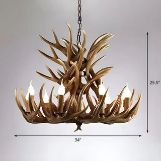 Antler Candle Resin Brown Living Room Farmhouse Chandelier Image - 10