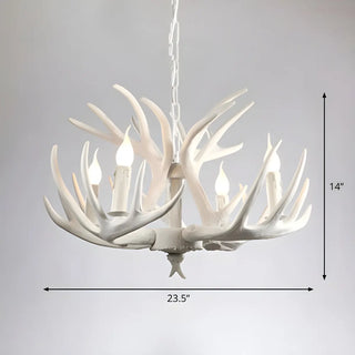 Antler Candle Resin Brown Living Room Farmhouse Chandelier Image - 11