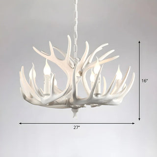 Antler Candle Resin Brown Living Room Farmhouse Chandelier Image - 12