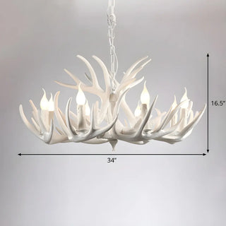 Antler Candle Resin Brown Living Room Farmhouse Chandelier Image - 13