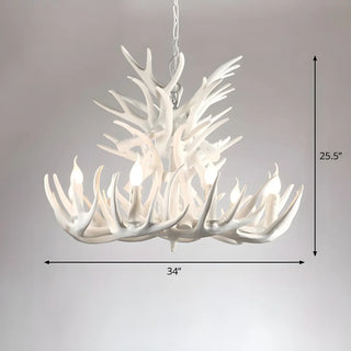Antler Candle Resin Brown Living Room Farmhouse Chandelier Image - 15