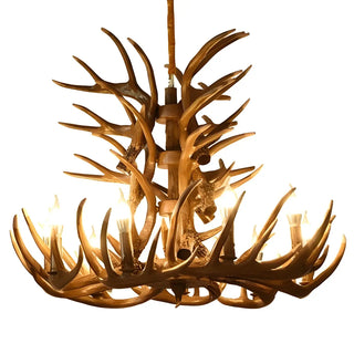 Antler Candle Resin Brown Living Room Farmhouse Chandelier Image - 3