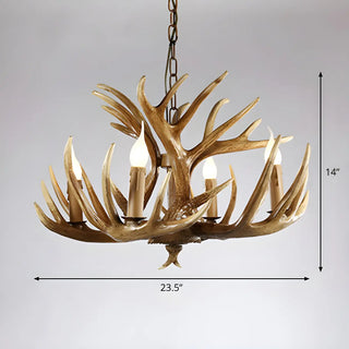 Antler Candle Resin Brown Living Room Farmhouse Chandelier #size