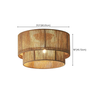 ZOWALA - Brown Rope Layered Cylinder Flush Mount Light Image - 12