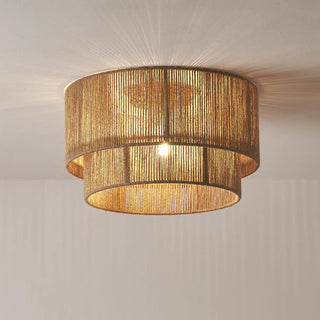 ZOWALA - Brown Rope Layered Cylinder Flush Mount Light Image - 3