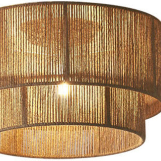 ZOWALA - Brown Rope Layered Cylinder Flush Mount Light Image - 6