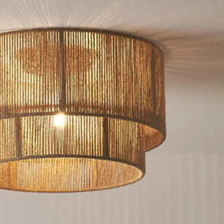 ZOWALA - Brown Rope Layered Cylinder Flush Mount Light Image - 7