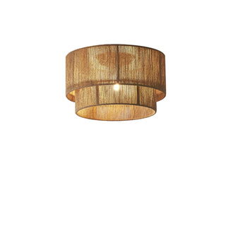 ZOWALA - Brown Rope Layered Cylinder Flush Mount Light Image - 8