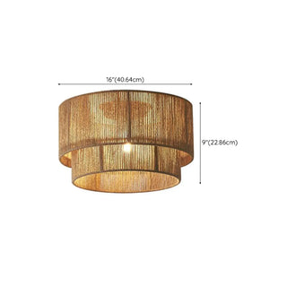 ZOWALA - Brown Rope Layered Cylinder Flush Mount Light #size