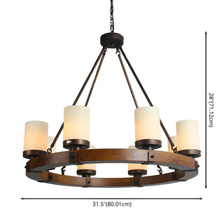 ZOWALA - Wheel Cylinder Wood Living Room Farmhouse Chandelier #size