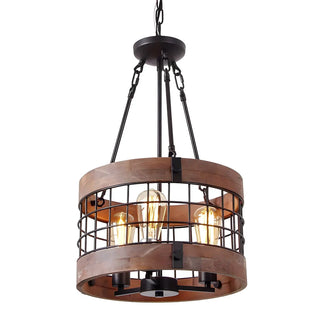 ZOWALA - Brown Wood Caged Farmhouse Chandelier Image - 7