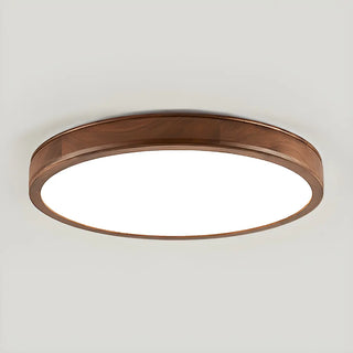 Natural Brown Round Wood LED Flush Mount Ceiling Light Zawala Image - 13
