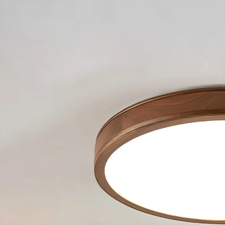 Natural Brown Round Wood LED Flush Mount Ceiling Light Zawala Image - 14