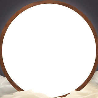Natural Brown Round Wood LED Flush Mount Ceiling Light Zawala Image - 15