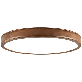 Natural Brown Round Wood LED Flush Mount Ceiling Light Zawala Image - 16