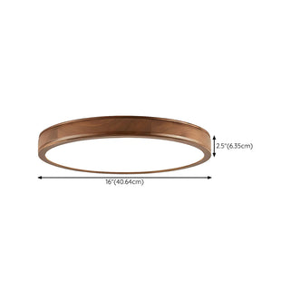 Natural Brown Round Wood LED Flush Mount Ceiling Light Zawala Image - 18