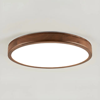 Natural Brown Round Wood LED Flush Mount Ceiling Light Zawala Image - 6