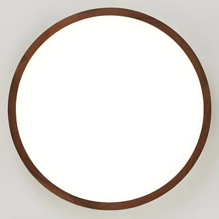 Natural Brown Round Wood LED Flush Mount Ceiling Light Zawala Image - 8