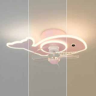 Kids Room Cartoon Whale Ceiling Fan with LED Light Zawala Image - 10
