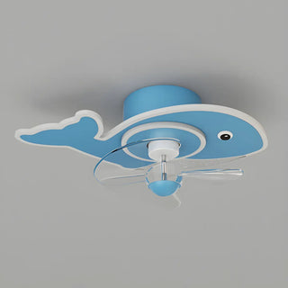 Kids Room Cartoon Whale Ceiling Fan with LED Light Zawala Image - 12