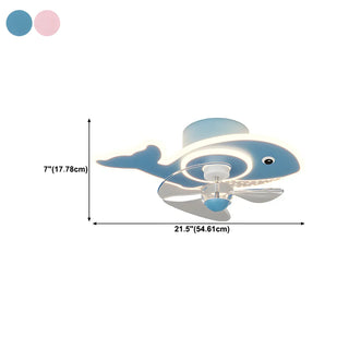 Kids Room Cartoon Whale Ceiling Fan with LED Light Zawala #size