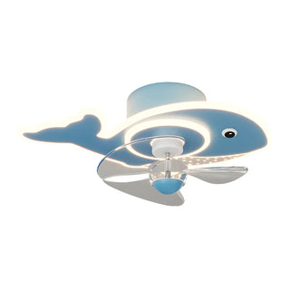 Kids Room Cartoon Whale Ceiling Fan with LED Light Zawala Image - 8