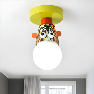 ZOWALA - Kids Room Cartoon Giraffe Semi-Flush Mount Ceiling Lamp Image - 15