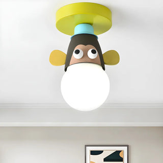 ZOWALA - Kids Room Cartoon Giraffe Semi-Flush Mount Ceiling Lamp Image - 18