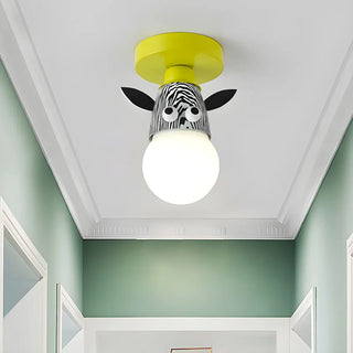 ZOWALA - Kids Room Cartoon Giraffe Semi-Flush Mount Ceiling Lamp Image - 2