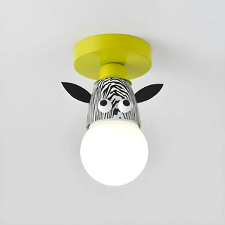 ZOWALA - Kids Room Cartoon Giraffe Semi-Flush Mount Ceiling Lamp Image - 24