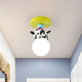 ZOWALA - Kids Room Cartoon Giraffe Semi-Flush Mount Ceiling Lamp Image - 3
