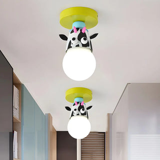 ZOWALA - Kids Room Cartoon Giraffe Semi-Flush Mount Ceiling Lamp Image - 4